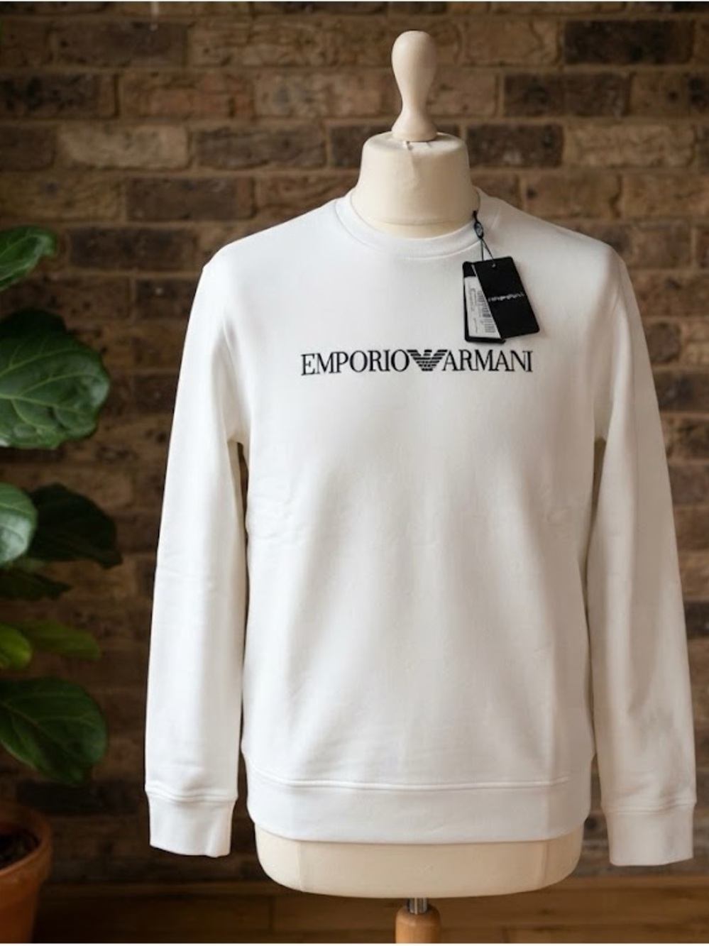Emporio Armani White Crewneck Sweatshirt with Logo